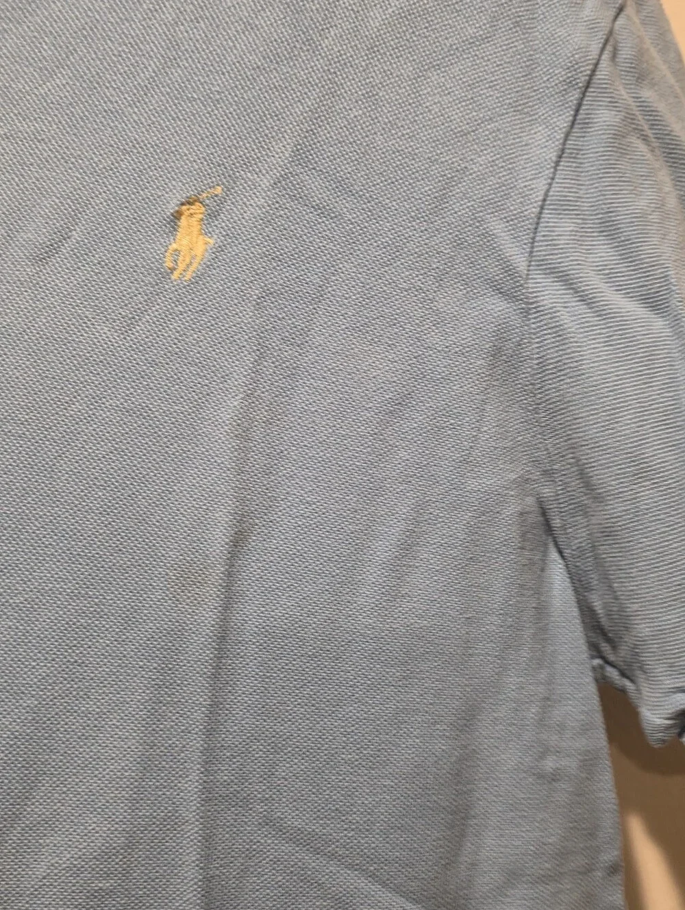 Polo Ralph Lauren Custom Fit Light Blue Polo Shirt Yellow Pony Men's Size Xl